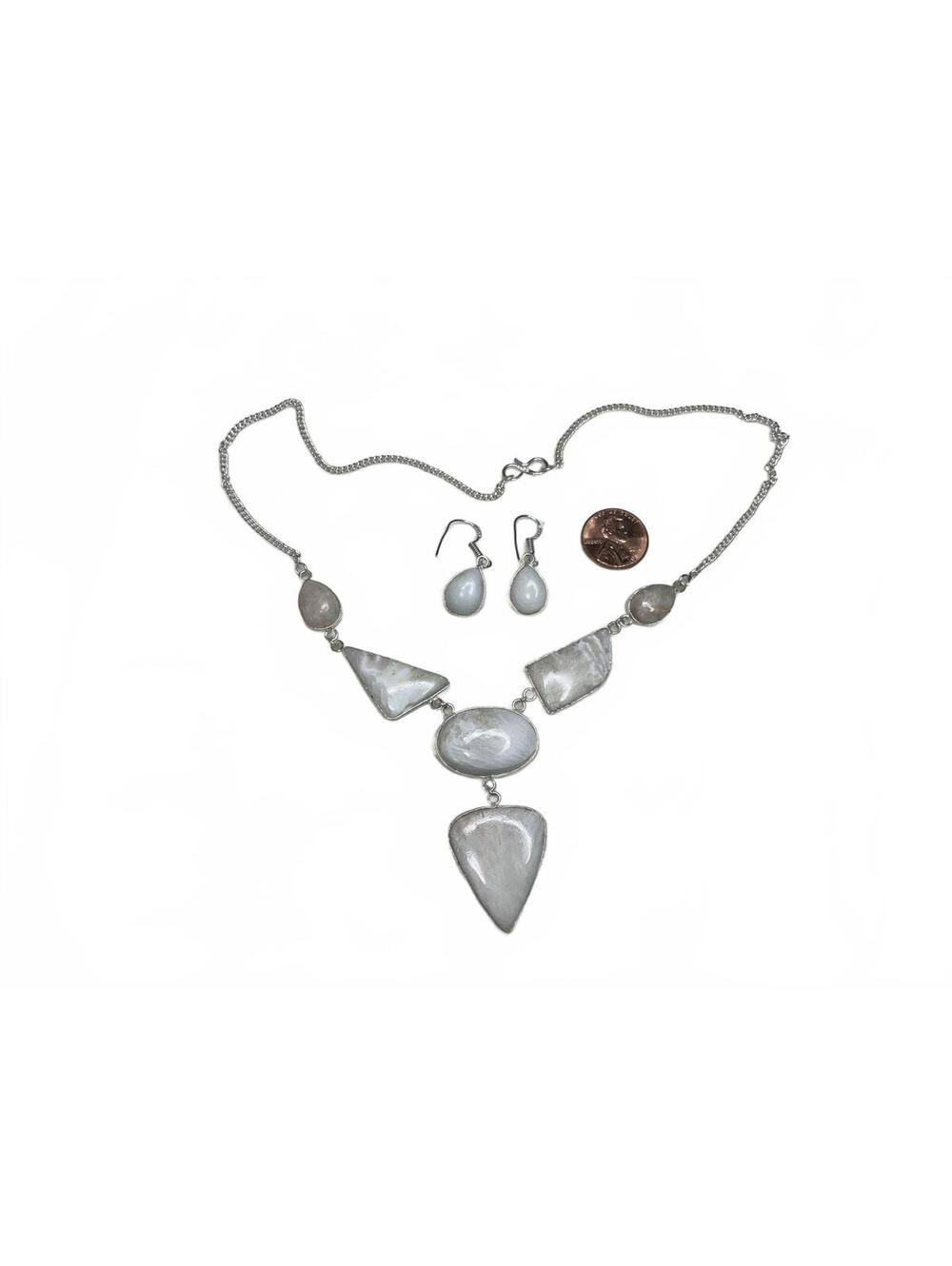 # Scolecite Necklace & Earring Set Sterling